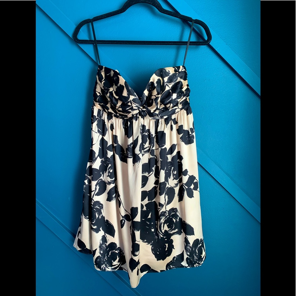 Milly Black and Gold Strapless Dress